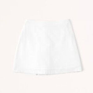 Abercrombie & Fitch Linen-Blend Mini Skort | White | Size XL